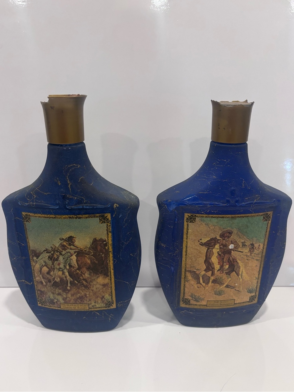 1968 Jim Beam Beam’s Choice Americana Decanters – Remington & Russell – Pair